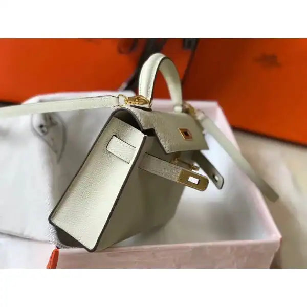 Hermes Kelly Mini II Bag In White Epsom Leather GHW – HW117