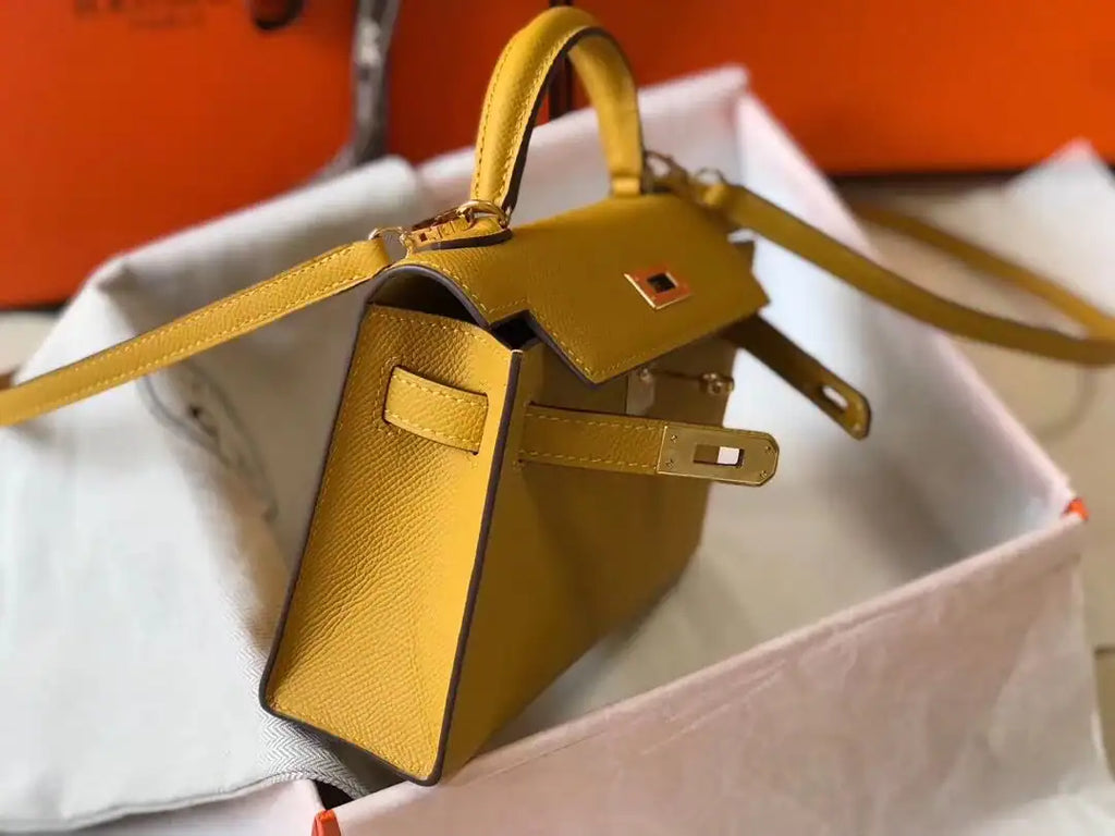 Hermes Kelly Mini II Bag In Yellow Epsom Leather GHW – HW116