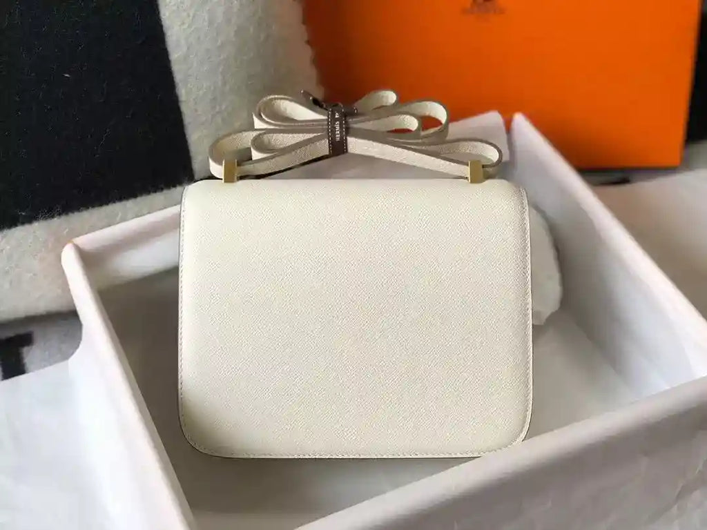 Hermes White Constance MM 24cm Epsom Leather Bag – HW036