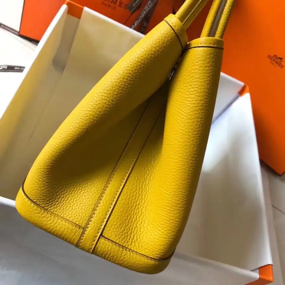 Hermes Garden Party 30 Bag In Yellow Taurillon Leather – HW076
