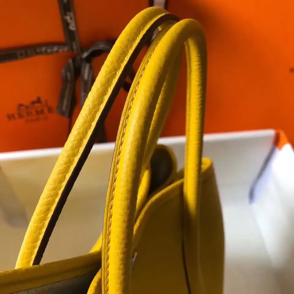 Hermes Garden Party 30 Bag In Yellow Taurillon Leather – HW076