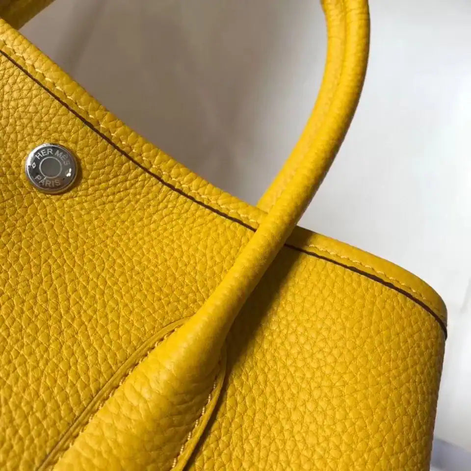 Hermes Garden Party 30 Bag In Yellow Taurillon Leather – HW076
