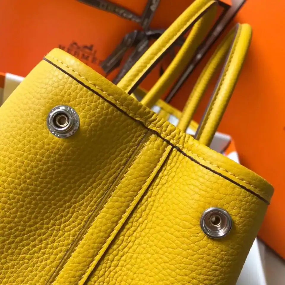 Hermes Garden Party 30 Bag In Yellow Taurillon Leather – HW076