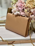 DIOR BOBBY EAST-WEST POUCH WITH CHAIN BEIGE SMOOTH CALFSKIN – DOB101
