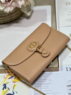 DIOR BOBBY EAST-WEST POUCH WITH CHAIN BEIGE SMOOTH CALFSKIN – DOB101