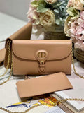 DIOR BOBBY EAST-WEST POUCH WITH CHAIN BEIGE SMOOTH CALFSKIN – DOB101