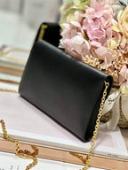 DIOR BOBBY EAST-WEST POUCH WITH CHAIN BLACK SMOOTH CALFSKIN – DOB098