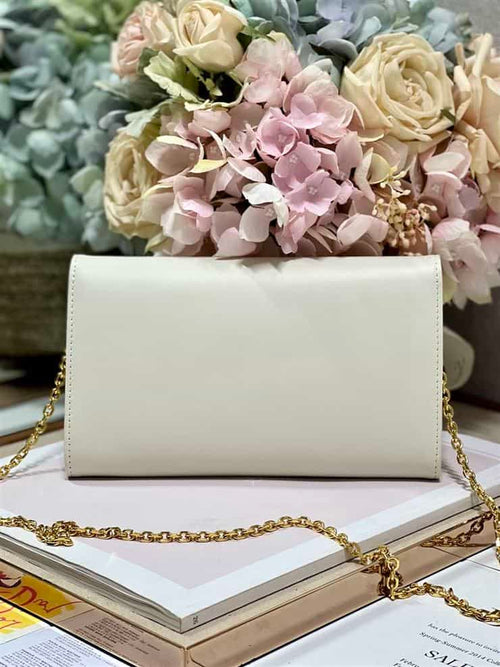 DIOR BOBBY EAST-WEST POUCH WITH CHAIN LATTE SMOOTH CALFSKIN – DOB099