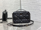 DIOR CARO BOX BAG BLACK QUILTED MACROCANNAGE CALFSKIN – DOB071