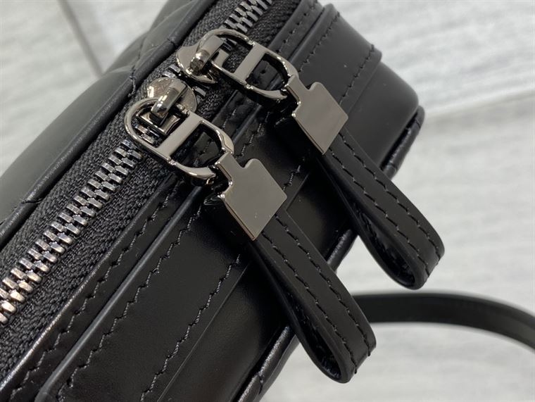 DIOR CARO BOX BAG BLACK QUILTED MACROCANNAGE CALFSKIN – DOB071