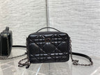 DIOR CARO BOX BAG BLACK QUILTED MACROCANNAGE CALFSKIN – DOB071