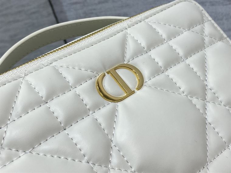 DIOR CARO BOX BAG LATTE QUILTED MACROCANNAGE CALFSKIN – DOB073