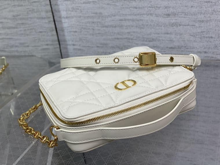 DIOR CARO BOX BAG LATTE QUILTED MACROCANNAGE CALFSKIN – DOB073