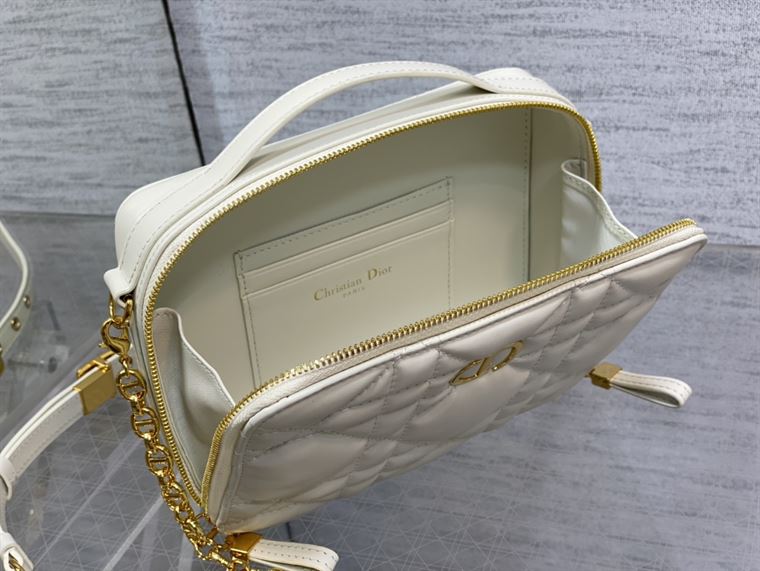 DIOR CARO BOX BAG LATTE QUILTED MACROCANNAGE CALFSKIN – DOB073