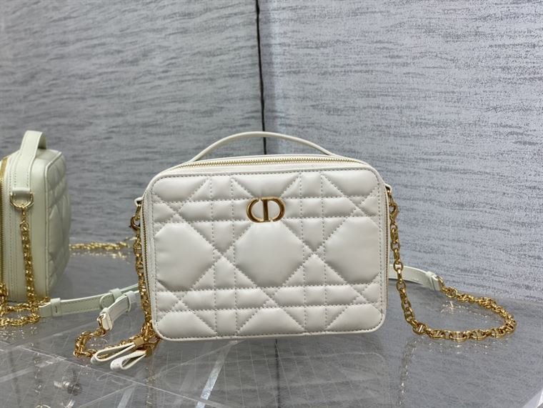 DIOR CARO BOX BAG LATTE QUILTED MACROCANNAGE CALFSKIN – DOB073