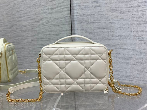 DIOR CARO BOX BAG LATTE QUILTED MACROCANNAGE CALFSKIN – DOB073
