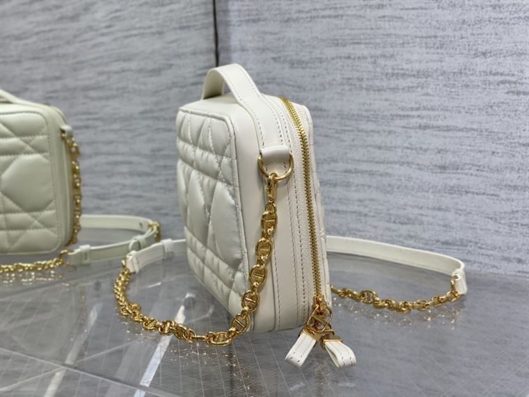 DIOR CARO BOX BAG LATTE QUILTED MACROCANNAGE CALFSKIN – DOB073