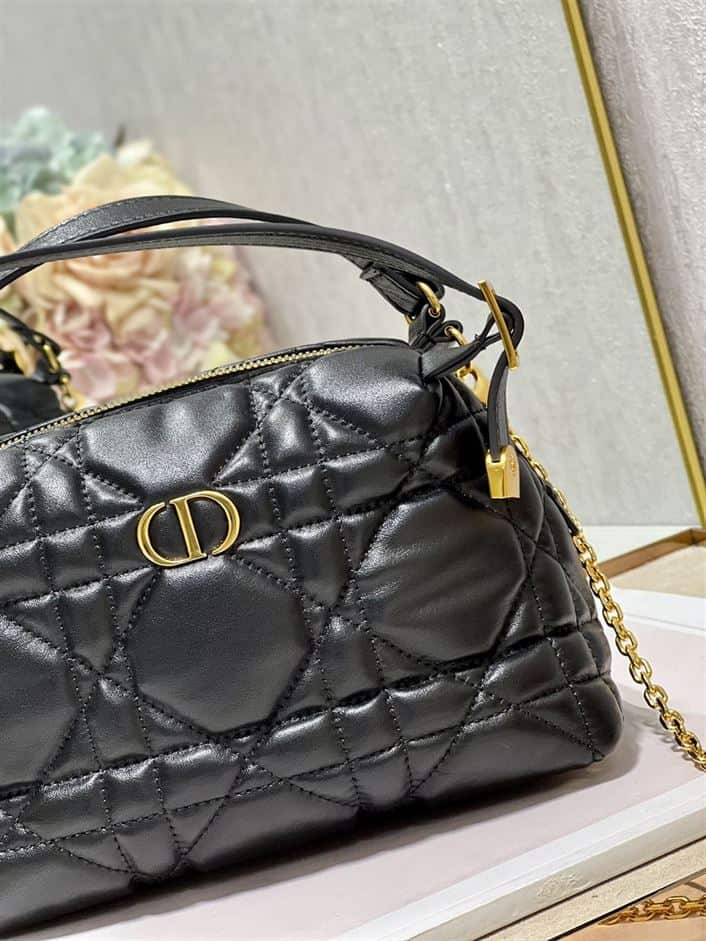 DIOR CARO D-COSY BAG BLACK SUPPLE CANNAGE CALFSKIN – DOB087