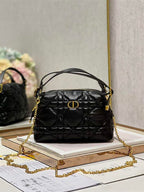 DIOR CARO D-COSY BAG BLACK SUPPLE CANNAGE CALFSKIN – DOB087