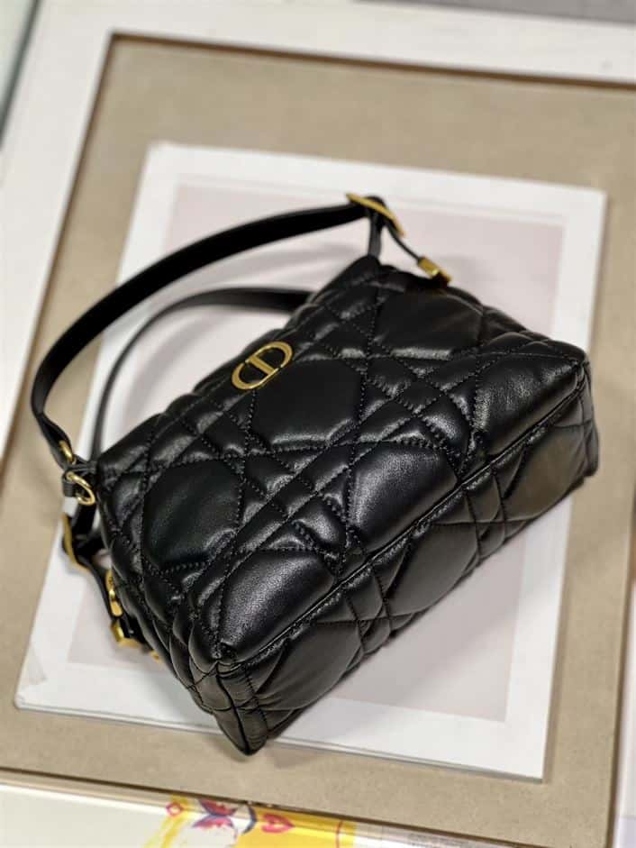 DIOR CARO D-COSY BAG BLACK SUPPLE CANNAGE CALFSKIN – DOB087