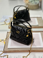 DIOR CARO D-COSY BAG BLACK SUPPLE CANNAGE CALFSKIN – DOB087
