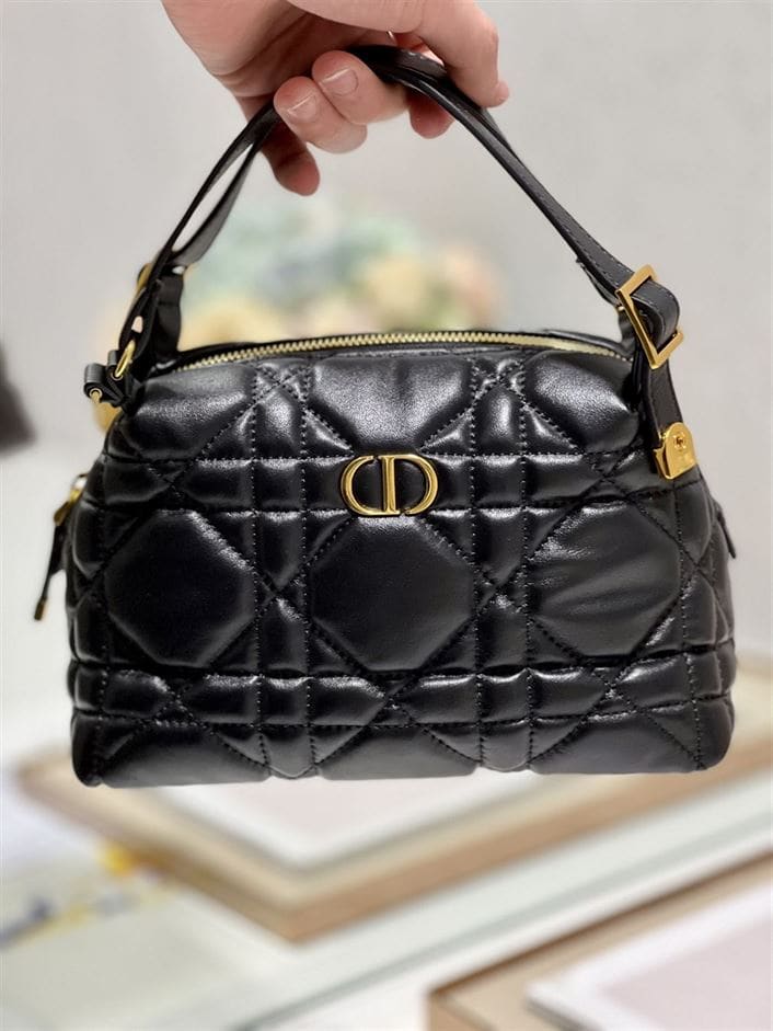 DIOR CARO D-COSY BAG BLACK SUPPLE CANNAGE CALFSKIN – DOB087