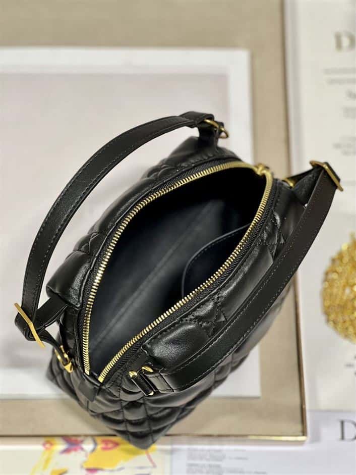 DIOR CARO D-COSY BAG BLACK SUPPLE CANNAGE CALFSKIN – DOB087
