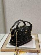 DIOR CARO D-COSY BAG BLACK SUPPLE CANNAGE CALFSKIN – DOB087
