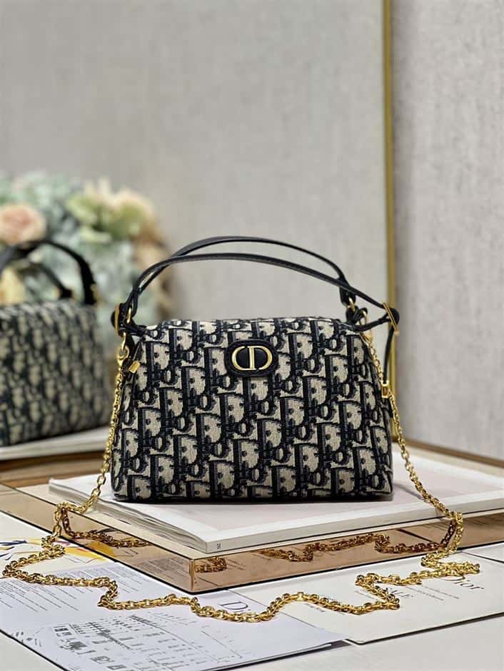 DIOR CARO D-COSY BAG BLUE DIOR OBLIQUE JACQUARD – DOB089