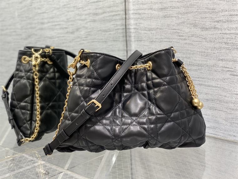 DIOR MEDIUM DIOR AMMI BAG BLACK SUPPLE MACROCANNAGE LAMBSKIN – DOB031