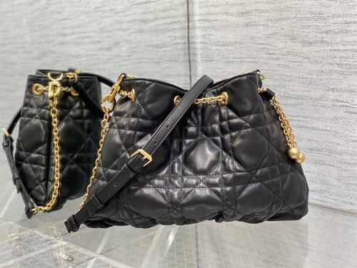 DIOR MEDIUM DIOR AMMI BAG BLACK SUPPLE MACROCANNAGE LAMBSKIN – DOB031