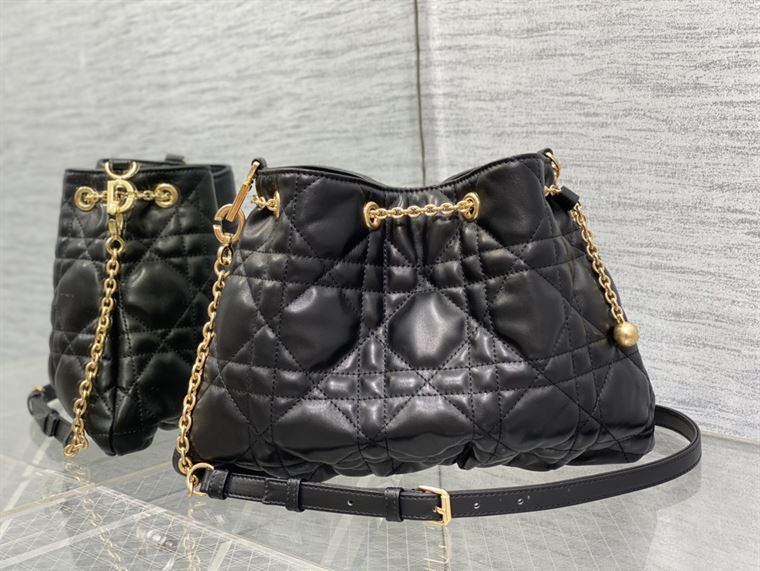 DIOR MEDIUM DIOR AMMI BAG BLACK SUPPLE MACROCANNAGE LAMBSKIN – DOB031