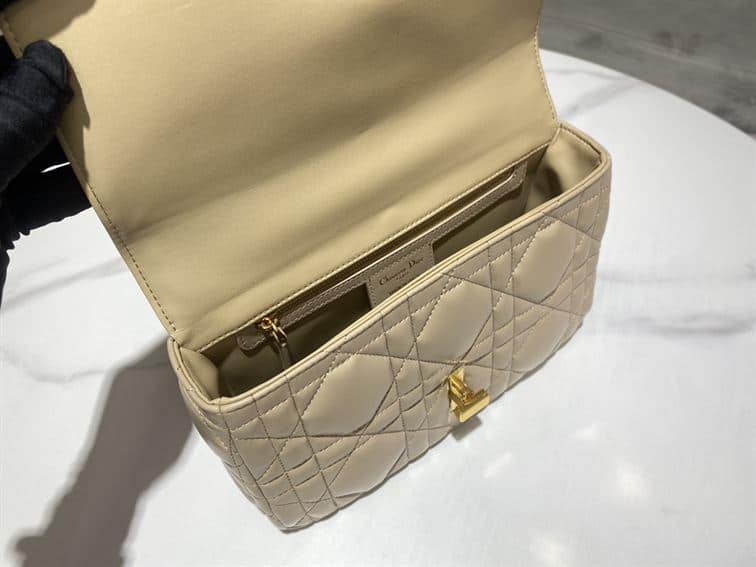 DIOR MEDIUM DIOR CARO BAG BEIGE QUILTED MACROCANNAGE CALFSKIN – DOB065