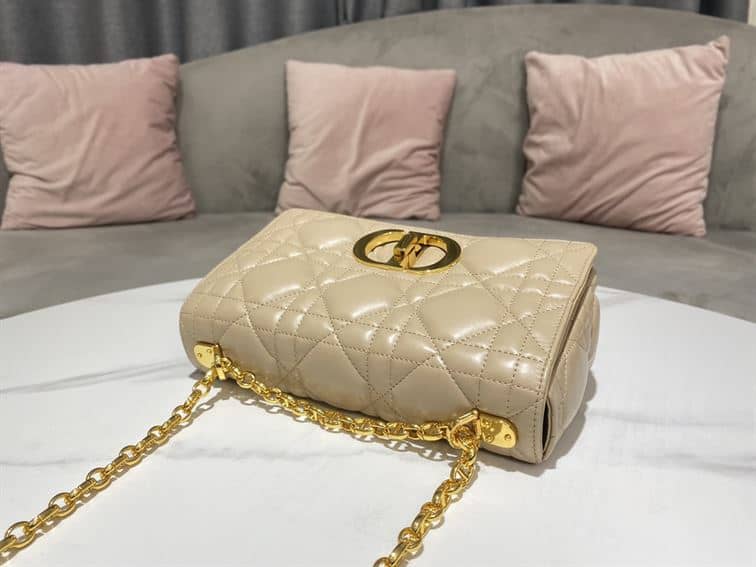 DIOR MEDIUM DIOR CARO BAG BEIGE QUILTED MACROCANNAGE CALFSKIN – DOB065