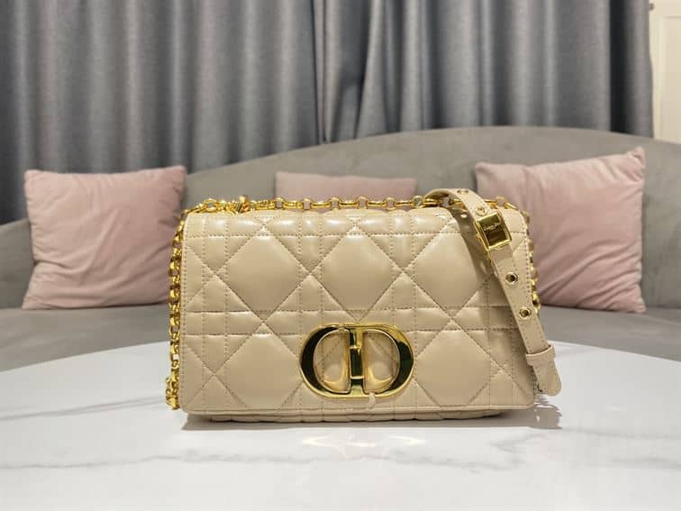 DIOR MEDIUM DIOR CARO BAG BEIGE QUILTED MACROCANNAGE CALFSKIN – DOB065