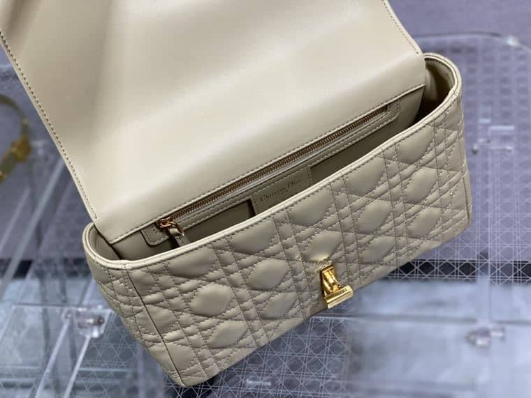 DIOR MEDIUM DIOR CARO BAG BEIGE SUPPLE CANNAGE CALFSKIN – DOB111