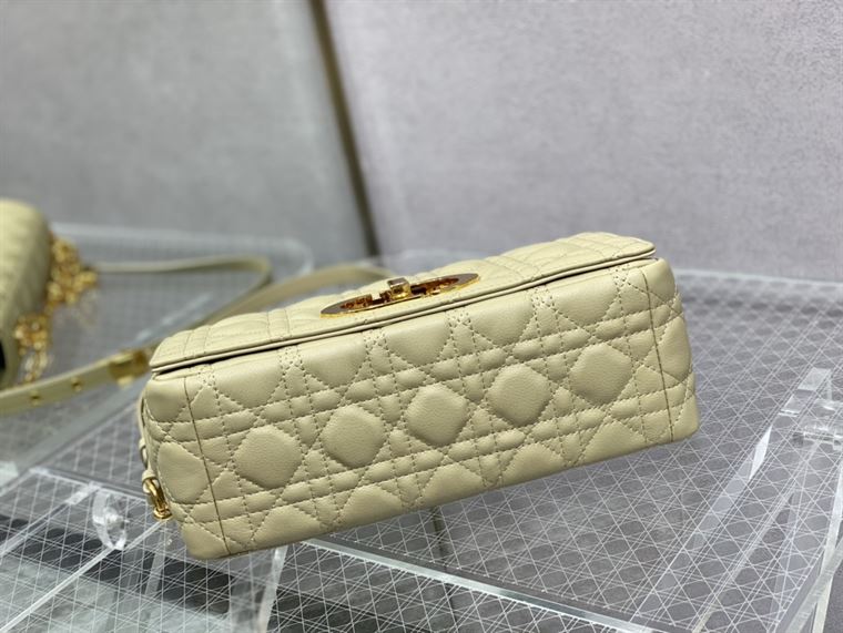 DIOR MEDIUM DIOR CARO BAG BEIGE SUPPLE CANNAGE CALFSKIN – DOB111