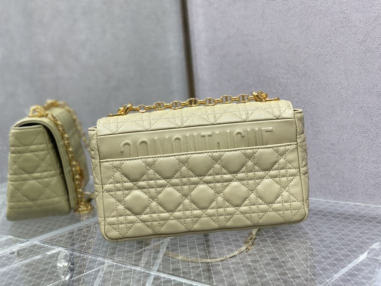 DIOR MEDIUM DIOR CARO BAG BEIGE SUPPLE CANNAGE CALFSKIN – DOB111