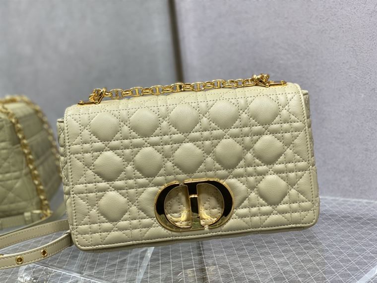 DIOR MEDIUM DIOR CARO BAG BEIGE SUPPLE CANNAGE CALFSKIN – DOB111