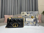 DIOR MEDIUM DIOR CARO BAG BLACK QUILTED MACROCANNAGE CALFSKIN – DOB061