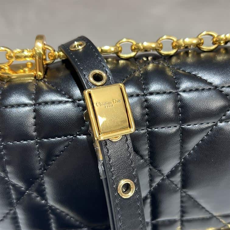 DIOR MEDIUM DIOR CARO BAG BLACK QUILTED MACROCANNAGE CALFSKIN – DOB061