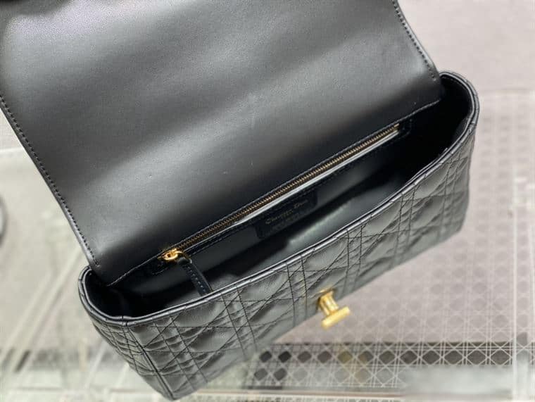 DIOR MEDIUM DIOR CARO BAG BLACK SUPPLE CANNAGE CALFSKIN – DOB106