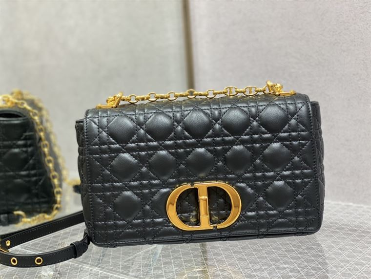 DIOR MEDIUM DIOR CARO BAG BLACK SUPPLE CANNAGE CALFSKIN – DOB106