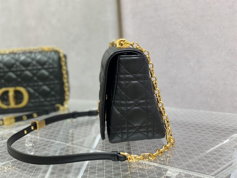 DIOR MEDIUM DIOR CARO BAG BLACK SUPPLE CANNAGE CALFSKIN – DOB106