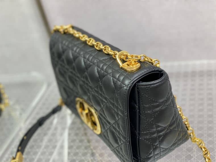 DIOR MEDIUM DIOR CARO BAG BLACK SUPPLE CANNAGE CALFSKIN – DOB106