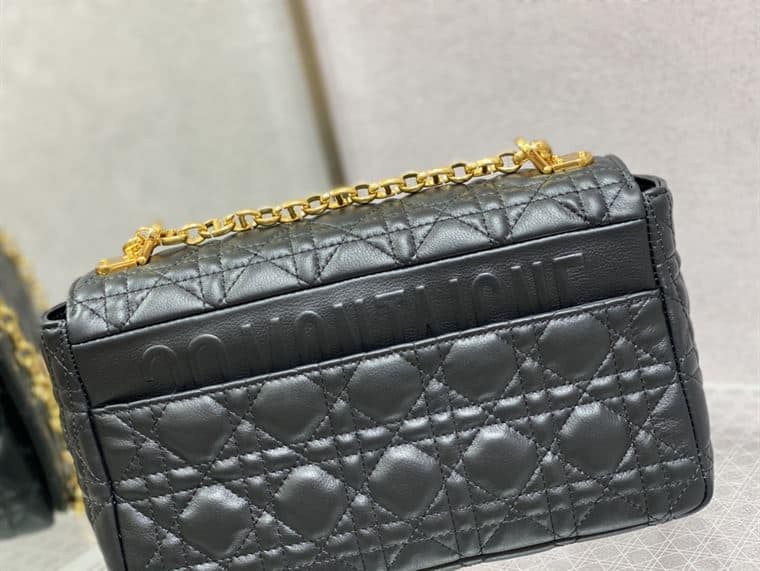 DIOR MEDIUM DIOR CARO BAG BLACK SUPPLE CANNAGE CALFSKIN – DOB106