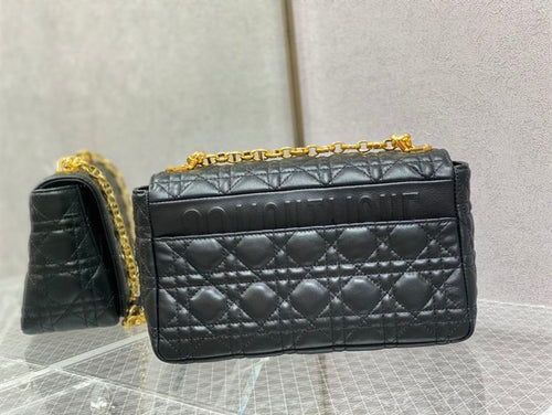 DIOR MEDIUM DIOR CARO BAG BLACK SUPPLE CANNAGE CALFSKIN – DOB106