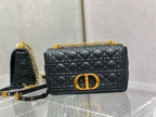 DIOR MEDIUM DIOR CARO BAG BLACK SUPPLE CANNAGE CALFSKIN – DOB106