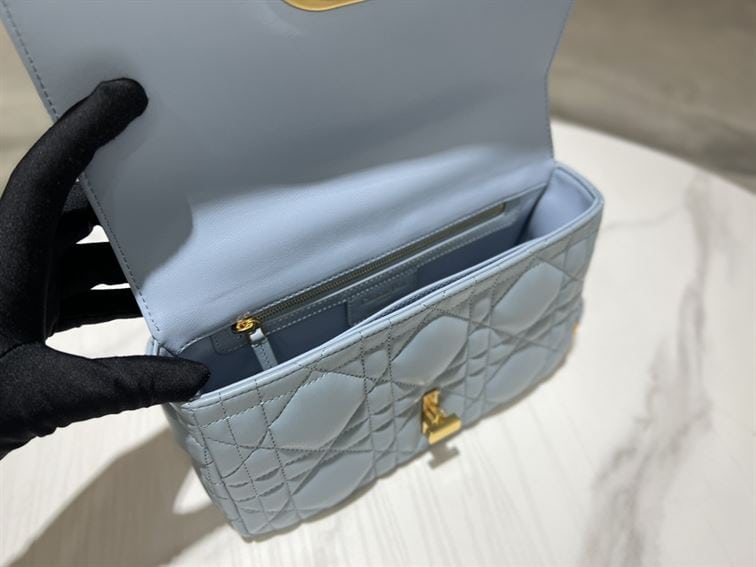 DIOR MEDIUM DIOR CARO BAG BLUE QUILTED MACROCANNAGE CALFSKIN – DOB066