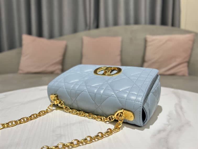 DIOR MEDIUM DIOR CARO BAG BLUE QUILTED MACROCANNAGE CALFSKIN – DOB066